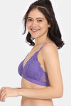 Rosaline City Hearts Double Layered Non Wired Medium Coverage Lace Bra - Passion Flower — thumbnail 3
